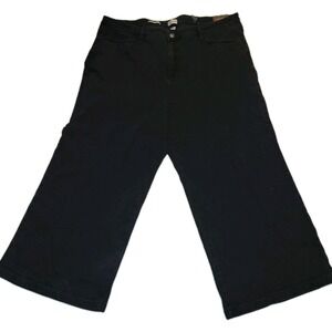 AVA‎ & VIV Plus Size 26 Black Denim Wide Leg Jeans Comfort Casual Beach Coastal